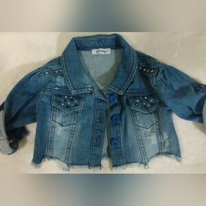 Baby Girl Denim Jacket with Stud Accents